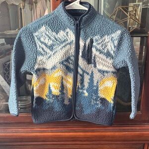 Old Navy Blue, White & Yellow Sherpa Zip-Up Hoodie